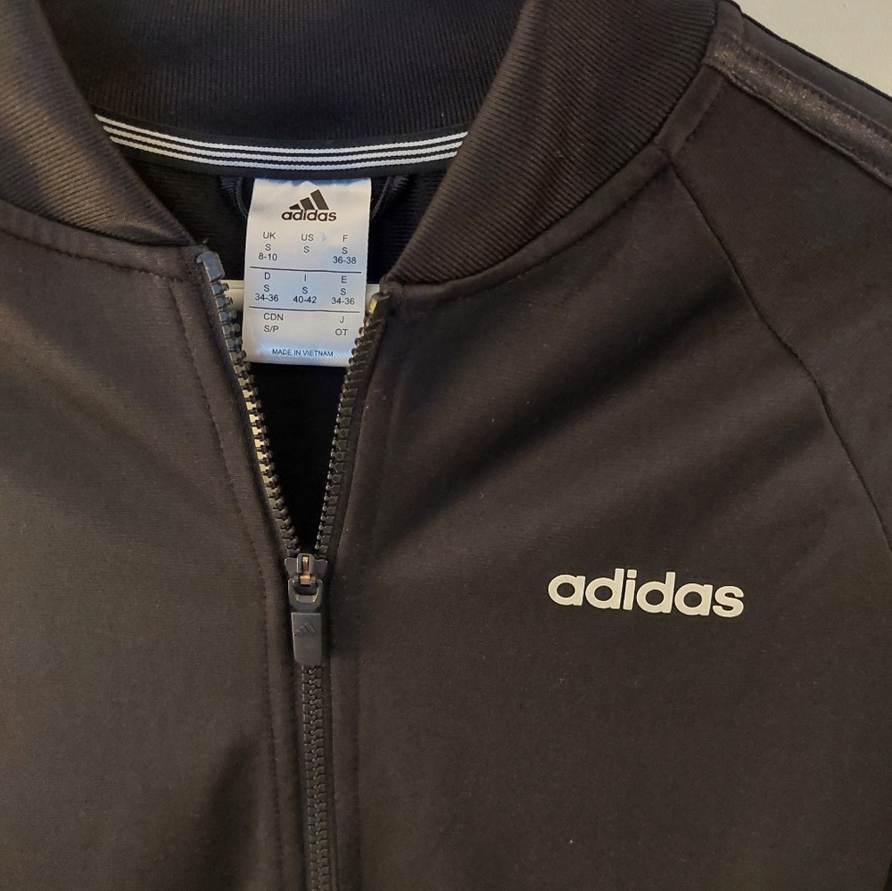 Adidas Women's Black Bomber Jacket-Vintage - Picture 2 of 7